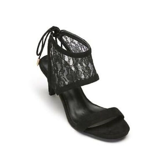 Black Lace Collar Sandal Heels by Midnight Velvet cute dressy women’s Sz 8.5 - Picture 4 of 10